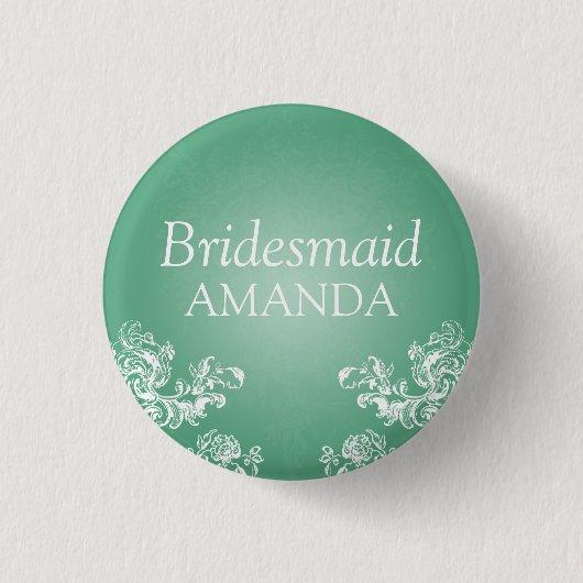 Elegant Bridesmaid Swirls 2 Munt Ronde Button 3,2 Cm (Voorkant)