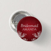 Elegant Bridesmaid  Swirls 2 Red Ronde Button 3,2 Cm (Voorkant /achterkant)