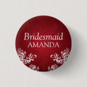 Elegant Bridesmaid  Swirls 2 Red Ronde Button 3,2 Cm (Voorkant)