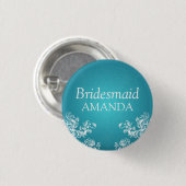 Elegant Bridesmaid  Swirls 2 Turquoise Ronde Button 3,2 Cm (Voorkant /achterkant)