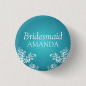 Elegant Bridesmaid  Swirls 2 Turquoise Ronde Button 3,2 Cm (Voorkant)