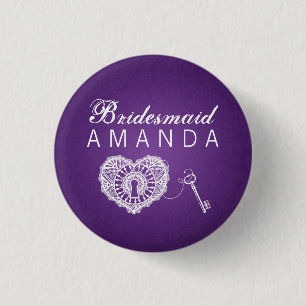 Elegant Bridesmaid voor sleutel tot mijn hart Paar Ronde Button 3,2 Cm