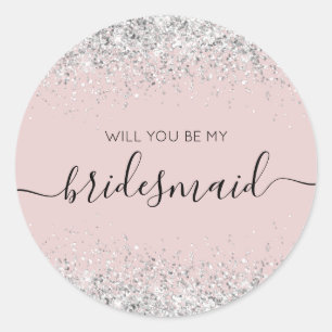 Elegant Bridesmaid Voorstel glitter confetti Ronde Sticker