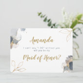 Elegant Bridesmaid-voorstel kaartmarine en goud Kaart (Staand voorkant)