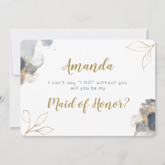 Elegant Bridesmaid-voorstel kaartmarine en goud Kaart (Voorkant)
