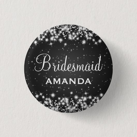 Elegant Bridesmaid Winter Sparkle Black Ronde Button 3,2 Cm (Voorkant)