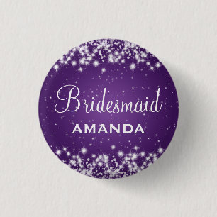 Elegant Bridesmaid Winter Sparkle Paars Ronde Button 3,2 Cm