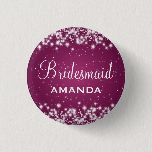 Elegant Bridesmaid Winter Sparkle roze Ronde Button 3,2 Cm (Voorkant)