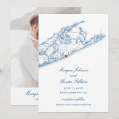 Elegant Bridgehampton Tennis & Surf Club Bruiloft Save The Date (Voorkant / Achterkant)