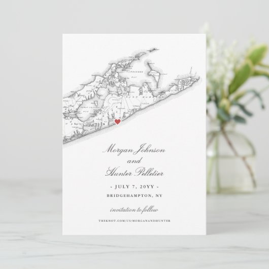 Elegant Bridgehampton Tennis & Surf Club Bruiloft Save The Date (Staand voorkant)