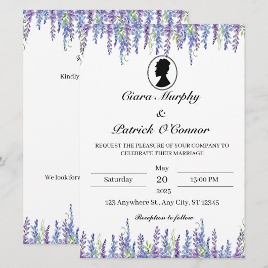 Elegant Bridgerton Wedding Invitation Kaart (Voorkant / Achterkant)