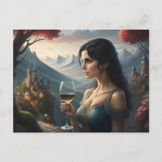 Elegant Briefkaart van de vrouw Drink wijn
