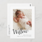 Elegant Briefkaart voor geboorteaankondiging van f (Voorkant / Achterkant)