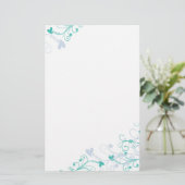 Elegant briefpapier - wervelingen en harten (Staand voorkant)