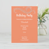 ELEGANT BRIGHT APRICOT DIAMOND BIRTHDAY PARTY KAART (Staand voorkant)
