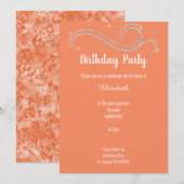 ELEGANT BRIGHT APRICOT DIAMOND BIRTHDAY PARTY KAART (Voorkant / Achterkant)