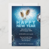 Elegant Bright Blue New Years Eve Party Kaart (Voorkant)