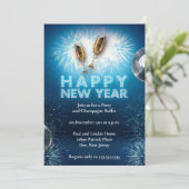 Elegant Bright Blue New Years Eve Party Kaart (Staand voorkant)
