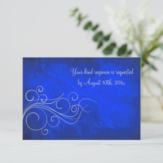 Elegant Bright Blue Silver Wedding RSVP (Staand voorkant)