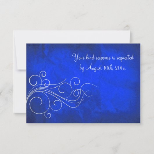 Elegant Bright Blue Silver Wedding RSVP Kaartje (Voorkant)