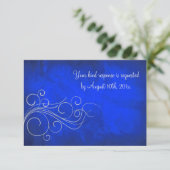 Elegant Bright Blue Silver Wedding RSVP Kaartje (Staand voorkant)