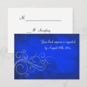 Elegant Bright Blue Silver Wedding RSVP Kaartje (Voorkant / Achterkant)