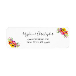 Elegant Bright Boho Floral Wedding Return Address Etiket