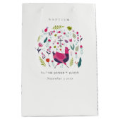 Elegant Bright Folk Boerderij Floral Birdie Baptis Medium Cadeauzakje (Voorkant)