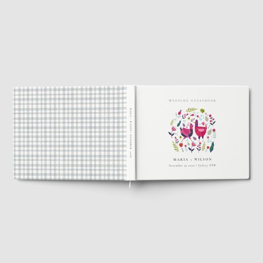 Elegant Bright Folk Boerderij Floral Tortelduifjes Gastenboek (Volledig)