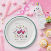 Elegant Bright Folk Boerderij Floral Tortelduifjes Papieren Bordje (Feest)