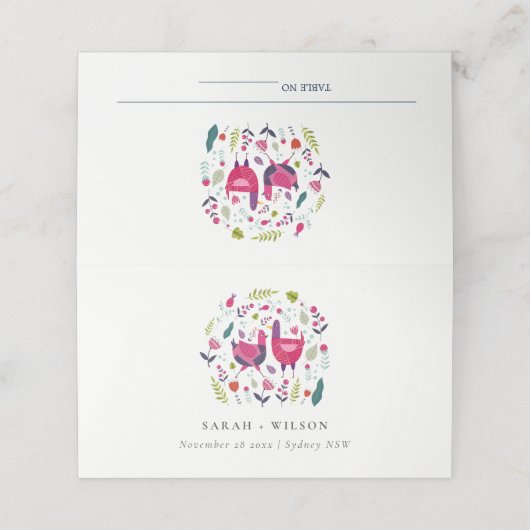 Elegant Bright Folk Boerderij Floral Tortelduifjes Plaatskaartje (Buitenkant ongevouwen)