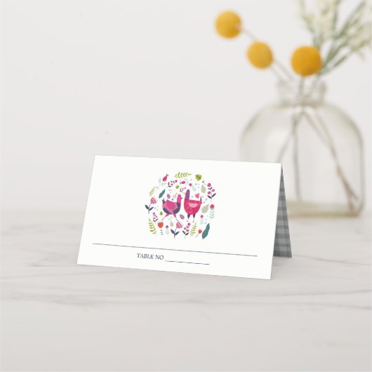 Elegant Bright Folk Boerderij Floral Tortelduifjes Plaatskaartje (Achterkant)