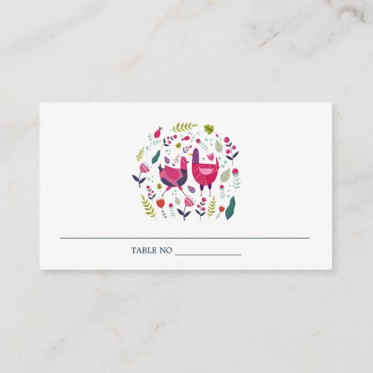 Elegant Bright Folk Boerderij Floral Tortelduifjes Plaatskaartje (Achterkant)