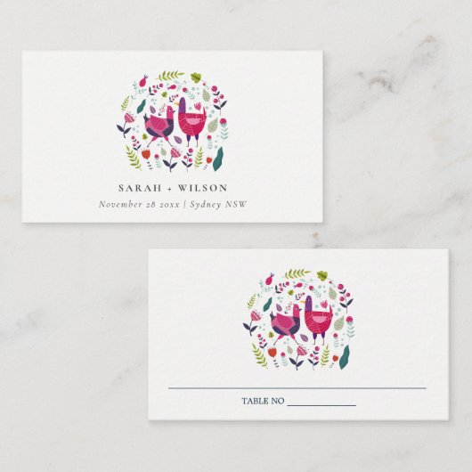 Elegant Bright Folk Boerderij Floral Tortelduifjes Plaatskaartje (Voorkant / Achterkant)