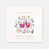 Elegant Bright Folk Boerderij Floral Tortelduifjes Servet (Voorkant)