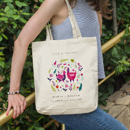 Elegant Bright Folk Boerderij Floral Tortelduifjes Tote Bag