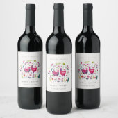 Elegant Bright Folk Boerderij Floral Tortelduifjes Wijn Etiket (Flessen)