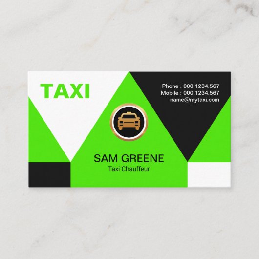 Elegant Bright Green Triangles Arrowiad Taxi Visitekaartje (Voorkant)