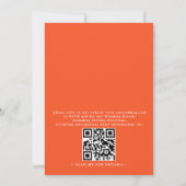 Elegant Bright Orange Retro Unique QR Code Wedding Kaart (Achterkant)