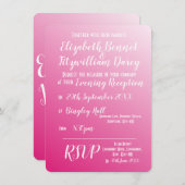 Elegant Bright Pink Evening Uitnodiging (Voorkant / Achterkant)