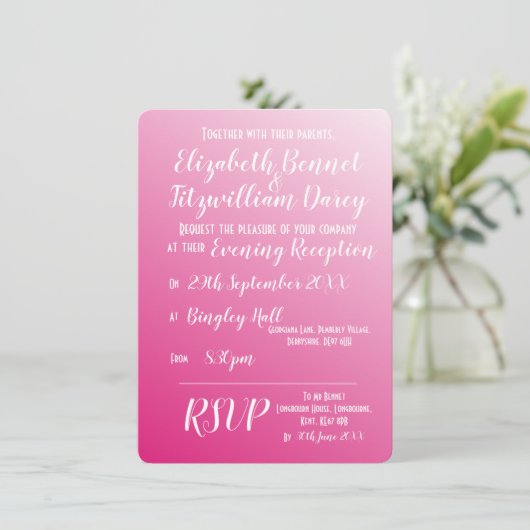 Elegant Bright Pink Evening Uitnodiging (Staand voorkant)