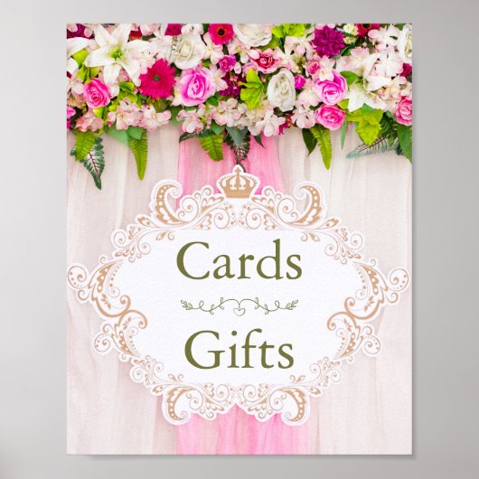 Elegant Bright Pink Floral Cards & Gifts-teken Poster (Voorkant)
