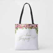Elegant Bright Pink Floral minimalistisch Tote Bag (Voorkant)