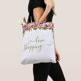 Elegant Bright Pink Floral minimalistisch Tote Bag