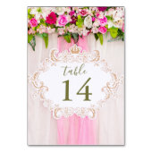 Elegant Bright Pink Floral Table Number Kaart (Achterkant)