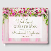 Elegant Bright Pink Floral Weddenschap Gastenboek (Voorkant)
