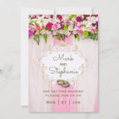 Elegant Bright Pink Floral Weddenschap Kaart (Voorkant)