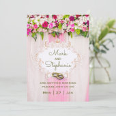 Elegant Bright Pink Floral Weddenschap Kaart (Staand voorkant)