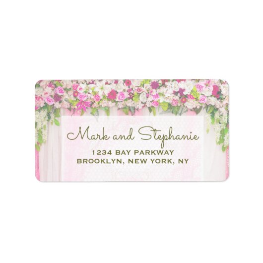 Elegant Bright Pink Floral Wedding address Etiket (Voorkant)