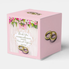 Elegant Bright Pink Floral Wedding Favor Box Bedankdoosjes